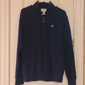 Southern Tide The Shipjack Quarter Zip Men's Solid Pullover Sweater Blue Small